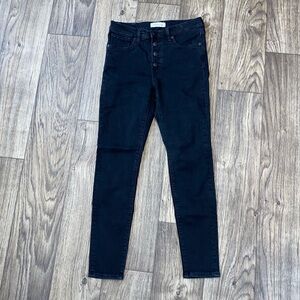 Madewell Women's 9” Mid-Rise Skinny Jeans in Black EUC 28